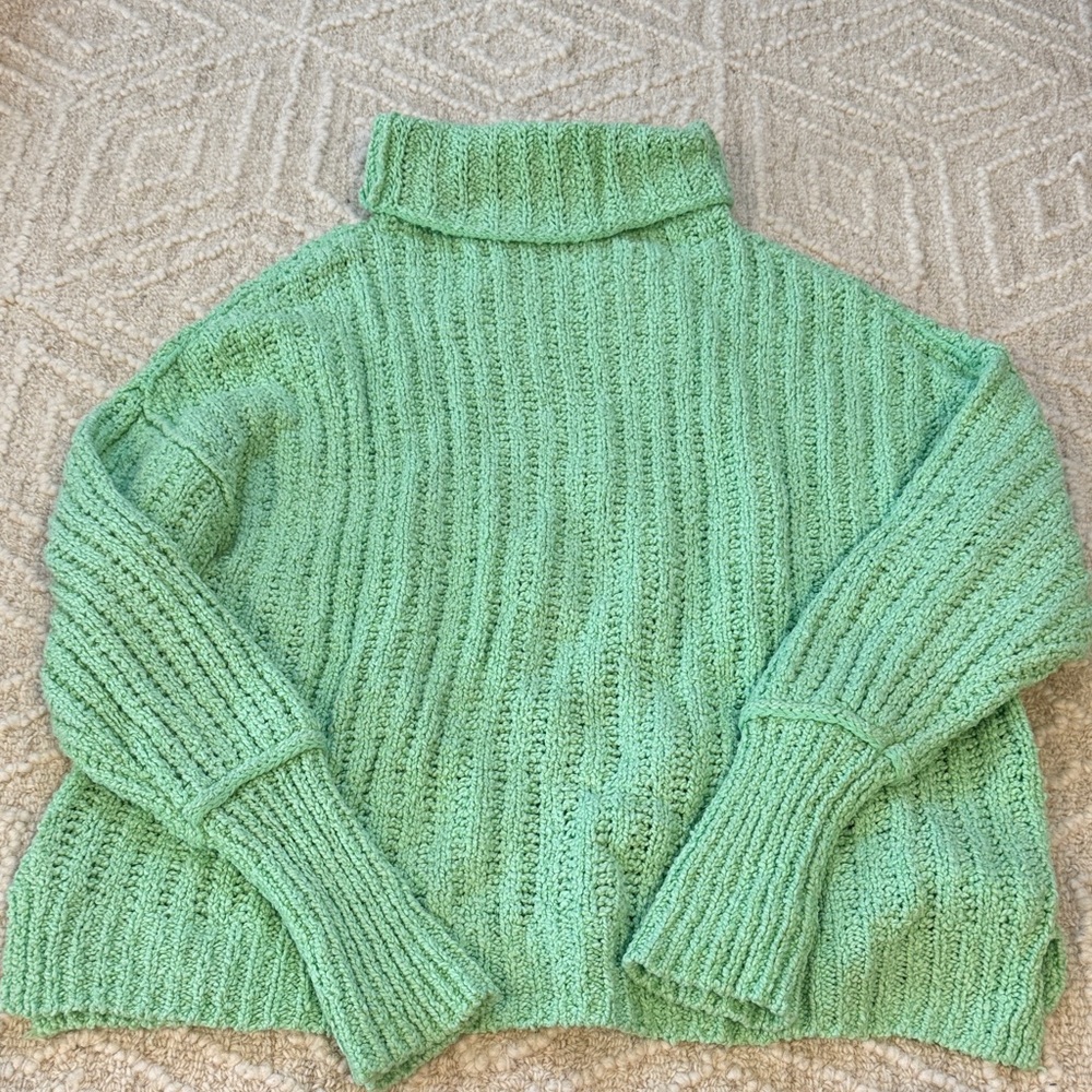 We The Free Mint Green Turtleneck Sweater